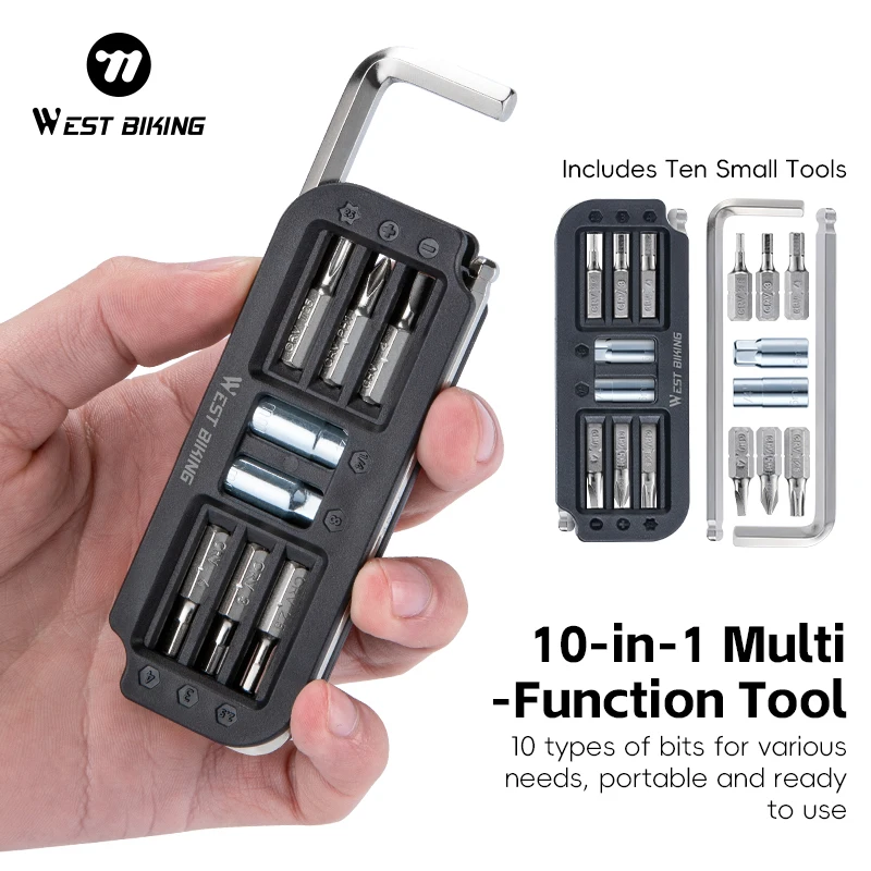 WEST BIKING Bicycle Repair Tools 10 IN 1 Multifunctional MTB Road Bike Tool Kit Portable Hexagonal Wrench Screwdriver Bit Tools 1
