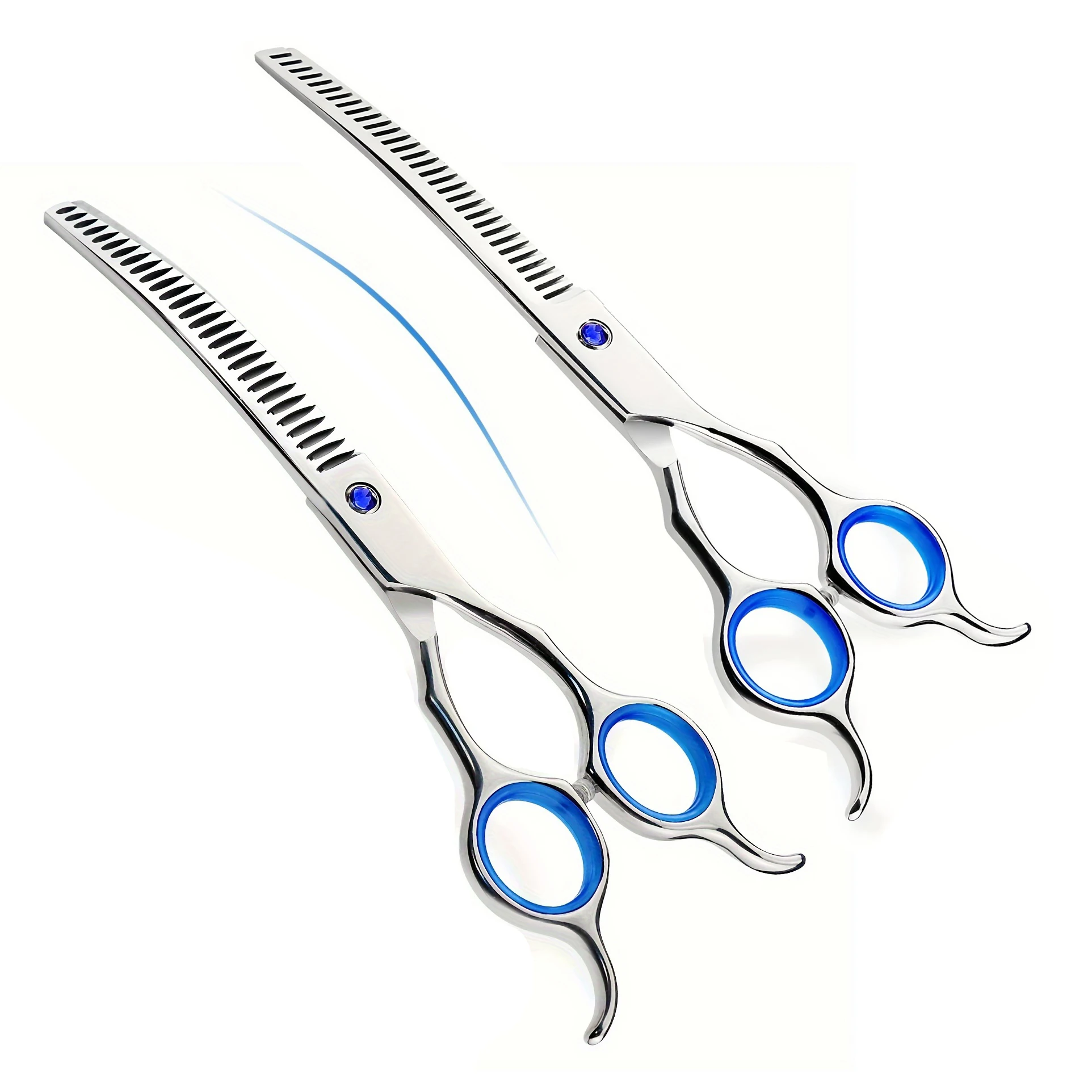 Dog Grooming Scissors JP Stainless 6.5" Professional Pet Scissors Curved Chunker for Groomer Bend Down Thinning Shears