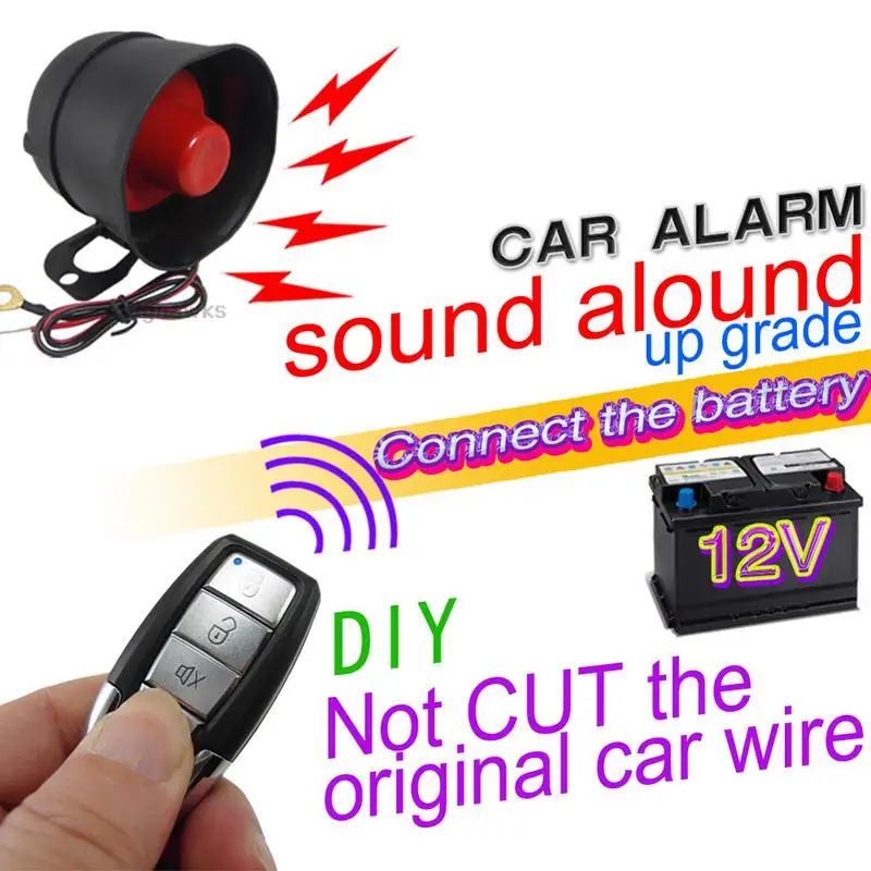 12V Car Alarm Device Anti-theft Alarm Device Vibration Free Trimming Installation 12V Car Motorcycle Truck M8