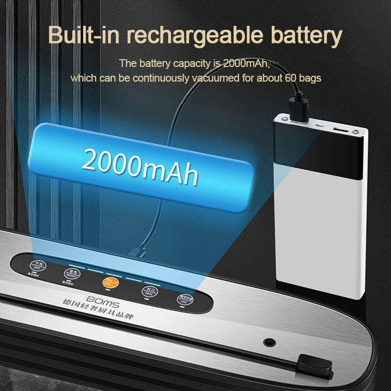 Multifunctional Wireless Vacuum Sealer Portable USB Rechargeable Food Packaging Machine Automatic Vacuum Sealing Kitchen Tools 2
