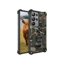 Custodia per telefono a prova di urto in camouflage militare con supporto nascosto