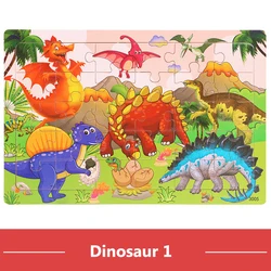 Montessori 3D Cartoon Animal Wooden Jigsaw Puzzle Set - Educational Toy (Dinosaur 1)