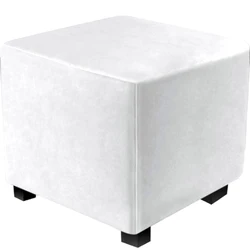 Luxurious Velvet Square Ottoman Cover - Stretchable and Washable Furniture Protector for Footstools and Benches, Available in Three Sizes (White)
