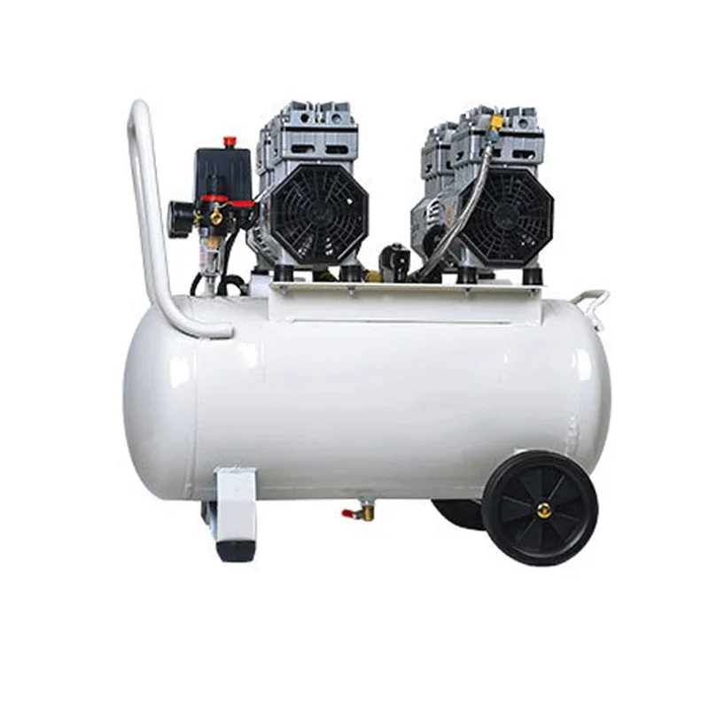 

1PC Small Oil-free Silent Air Compressor Equipment 50L Double Intake Dental Laboratory Mobile Air Compressor Machine 220V