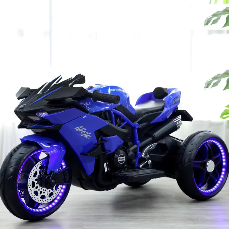 New Children's Electric Three-wheeled Motorcycle Battery Rechargeable Child Baby Can Sit Double-drive Large Toy Motorcycle