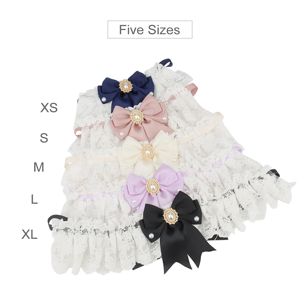 Lace Bow Pet Collar Princess Cat Necklace Tie Dog Collar Puppy Pet Married Christmas Wedding Imitation Diamond Artificial Pearl dog collar pet collar pet necklace