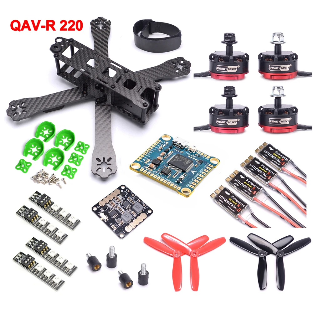 

QAV-R 220mm 220 Carbon Fiber Racing Drone Quadcopter F3 / F4 Flight Controller RS2205 2300KV Motor LittleBee 30A BLHeli_S ESC