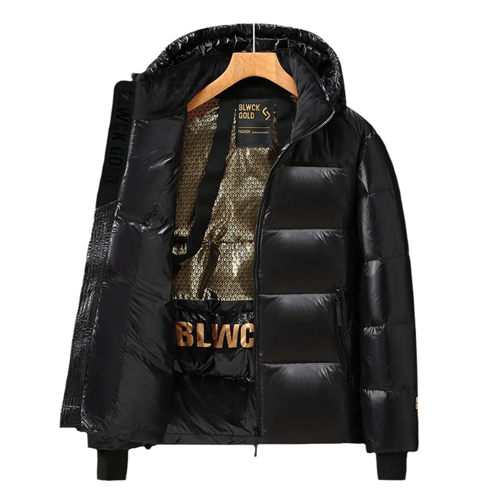 

New fashion White Duck Down Filled Black Gold Short Thickened Warm Down Coat