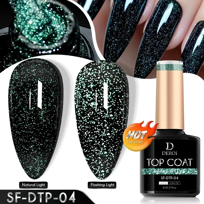 DEROI No Wipe Top Coat for Nail Art Soak Off Glitter Top Coat UV Gel Varnish Matte Topcoat  8ml Top Coat Semi Permanent 5