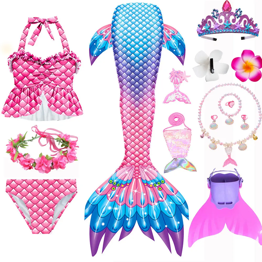 Il Costume Da Sirenetta Per Ragazze Principessa Ariel Coda Di Sirena Per Il Nuoto Costume Da Bagno Bikini Costume Cosplay Monofin