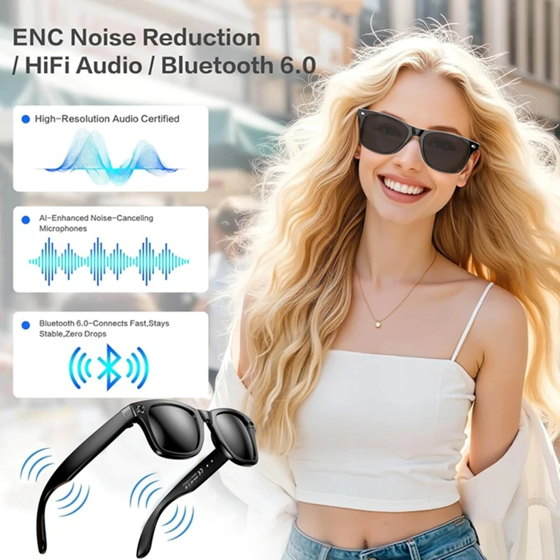 Occhiali Smart AI Lenovo 8KHD con Riproduzione Musicale, Traduzione AI, Chiamate Hands-Free, Chat AI e Registrazione - Occhiali da Sole Intelligenti per Regalo - Novità 2027 - immagine 6