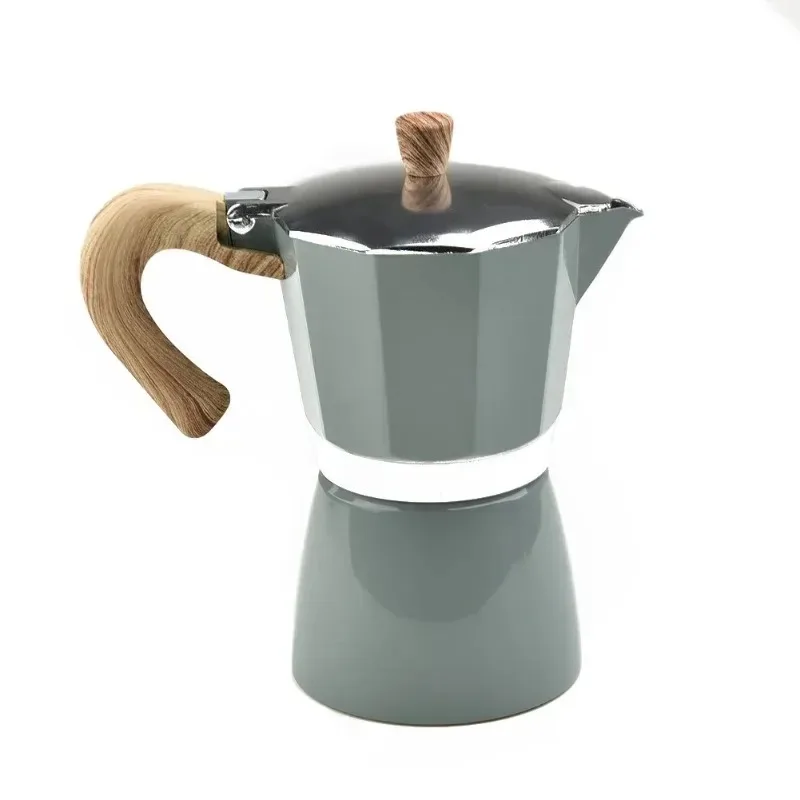 3cup 6cup 150/300ml Coffee Machine Espresso  Aluminum Coffee MakerWood Handle Mocha Pot Percolator Stove Top Pot