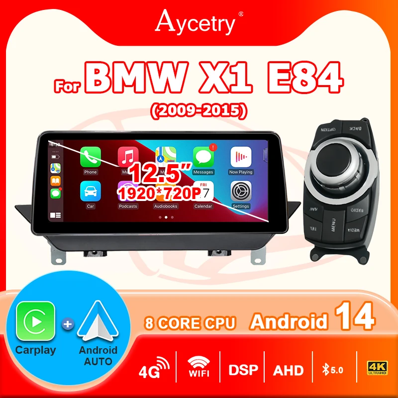 2DIN Drahtlose Carplay Android 14 Auto Auto Radio 1920*720 P Multimedia Bildschirm Für BMW X1 E84 2009-2015 CIC iDrive video-player GPS
