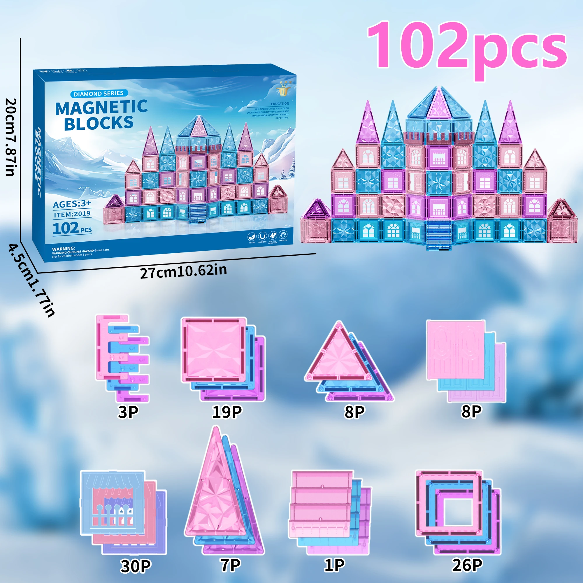 Ice and snow world magnetic film, creative structure cognitive toy, suitable for birthday gifts for boys and girls over 3 years