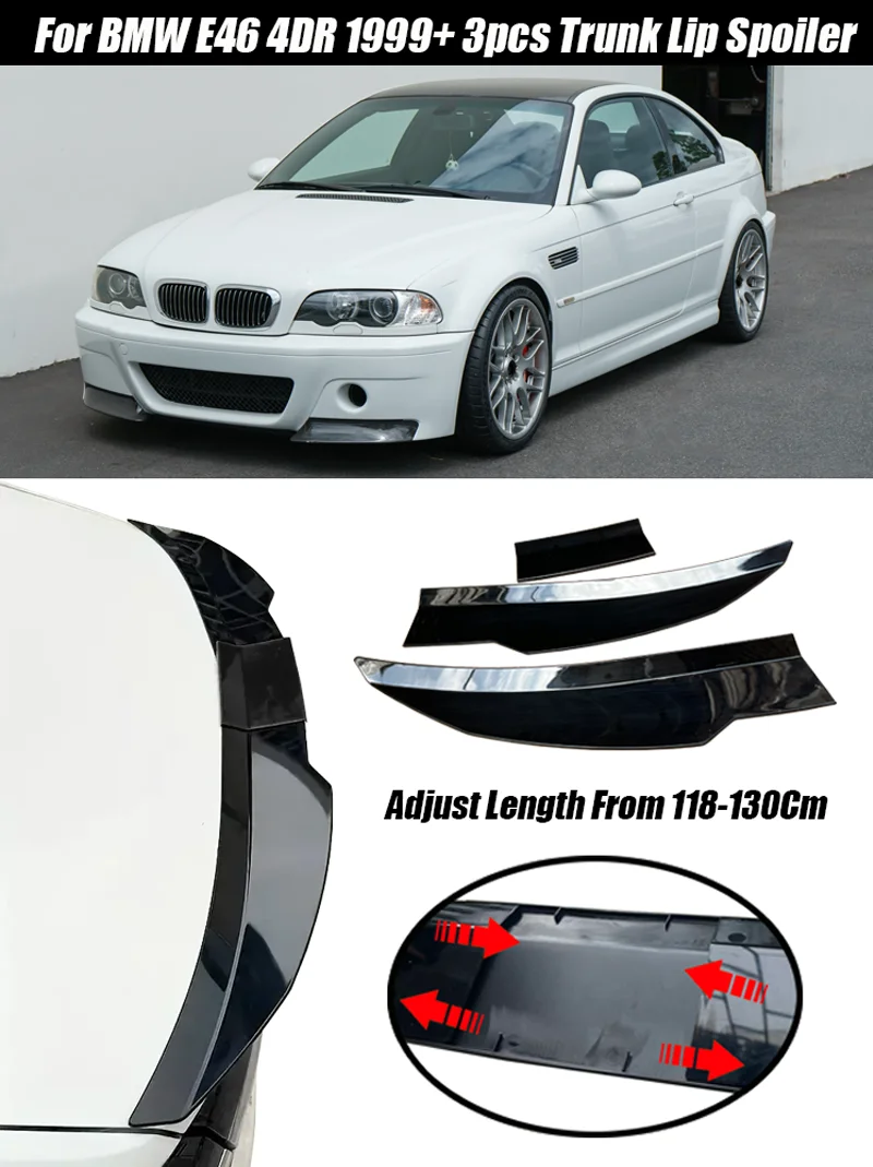 Gloss Black ABS Rear Spoiler Lip for BMW E46