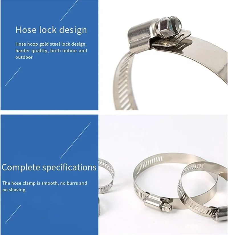 Hose Clamps 80pcs 6mm-51mm Stainless Steel Hoop Clamp Set for Automotive Pipes