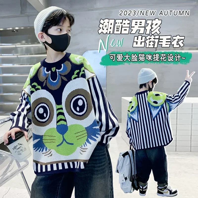 

Child Kids Sweater Autumn Clothes 2023 Chinese Winter Clothes for Kids Boy Children's Knit 5 6 7 8 9 10 11 12 13 14 15 Year
