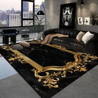Luxury Black Golden Carpets Retro European Living Room Carpet Hotel Hall Sofa Area Floor Mat Hallway Room Doorway Large Rugs 1