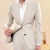 Fashion Striped Suits for Men 2 Piece Elegant Single Breasted Peak Lapel Outfits Business Casual Male Suit (Blazer+Pants) 1