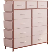 Dresser for Bedroom with 11 Drawer, Dressers & Chests of Drawers with Side Pockets, Hooks, Fabric Storage Drawer 2