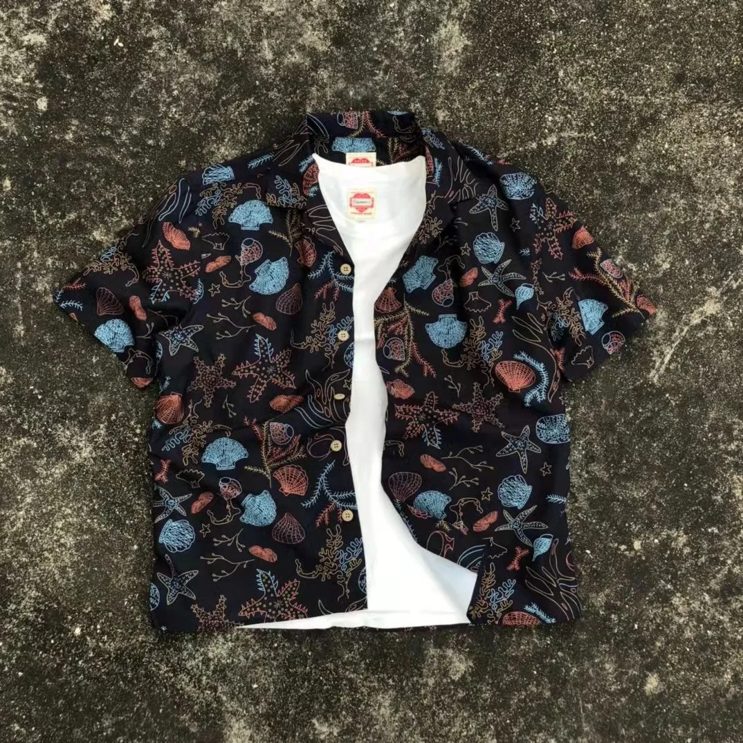 

Cuba American style collar Hawaiian floral short sleeve shirt summer ins tide brand loose casual shirt for men and women