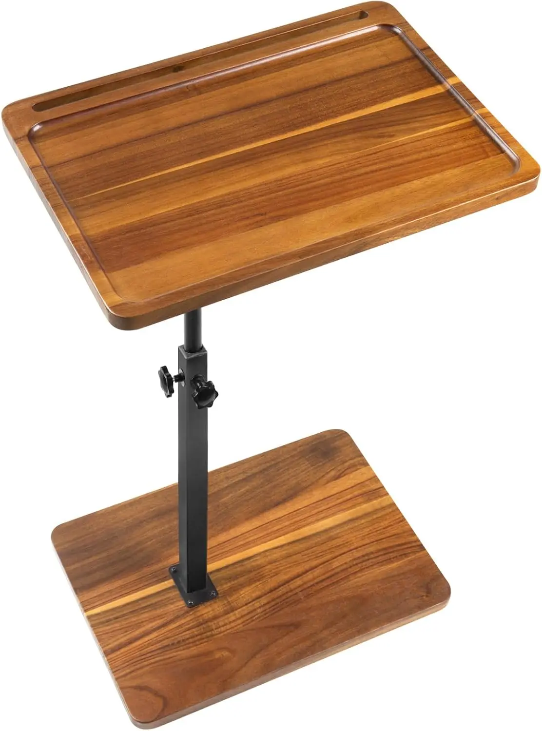 360° Swivel Height Adjustable TV Tray with Phone & Tablet Slot,Snack Side Table End Table for Small Spaces, Bed or Chair 2