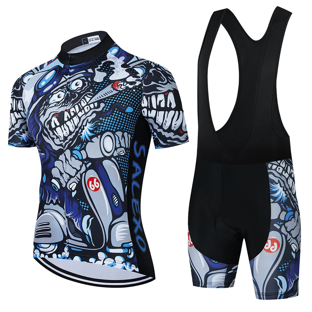 "Muster" Männer Radfahren-Set-Bekleidung-Jersey-Sommer-Trikot-Set MTB-Triathlon Kleidung 3