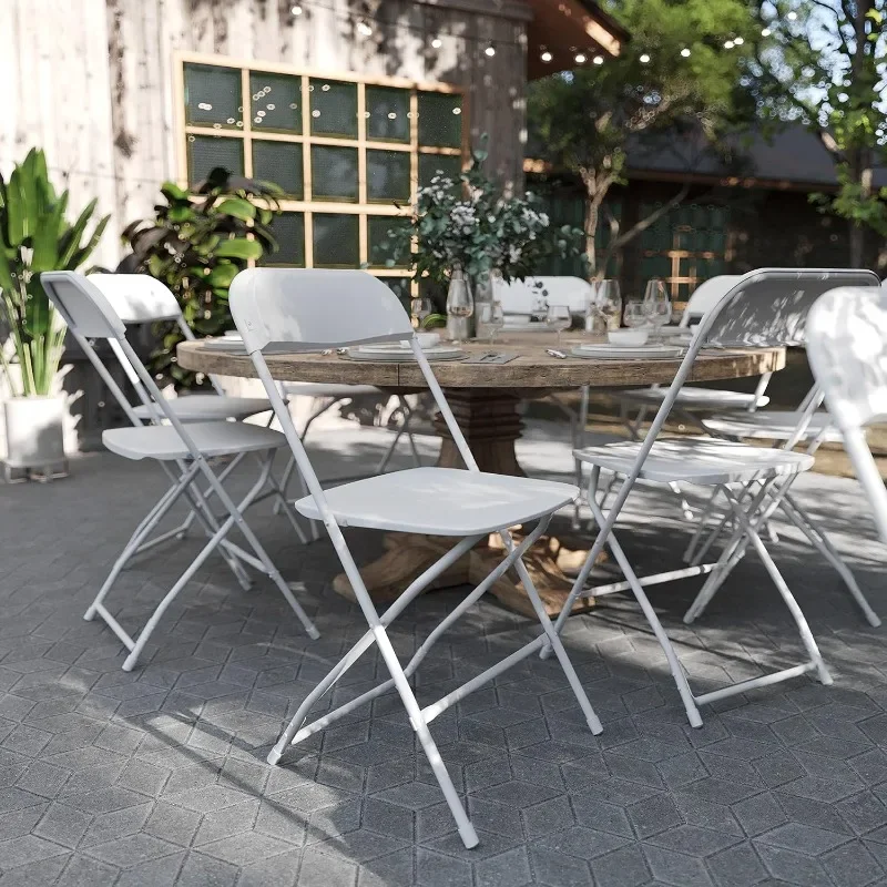 Plastic Folding Chairs for Parties and Weddings, Stackable Commercial Event Seats with 650-lb, Set of 6