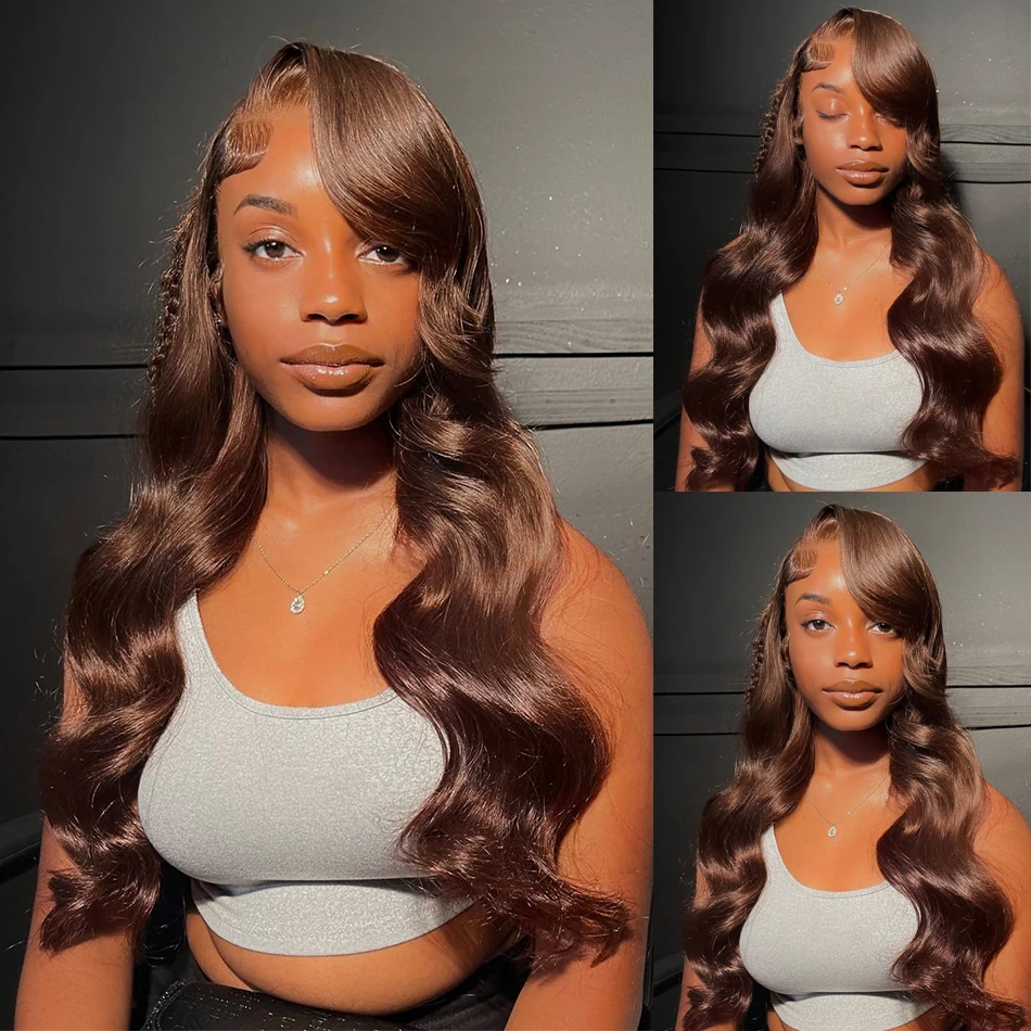 WeWave 13X6 Hd Lace Frontal Colored Wig Chocolate Brown Body Wave Human Hair Wig Lace Front Wig Brazilian Preplucked 30 36 Inch