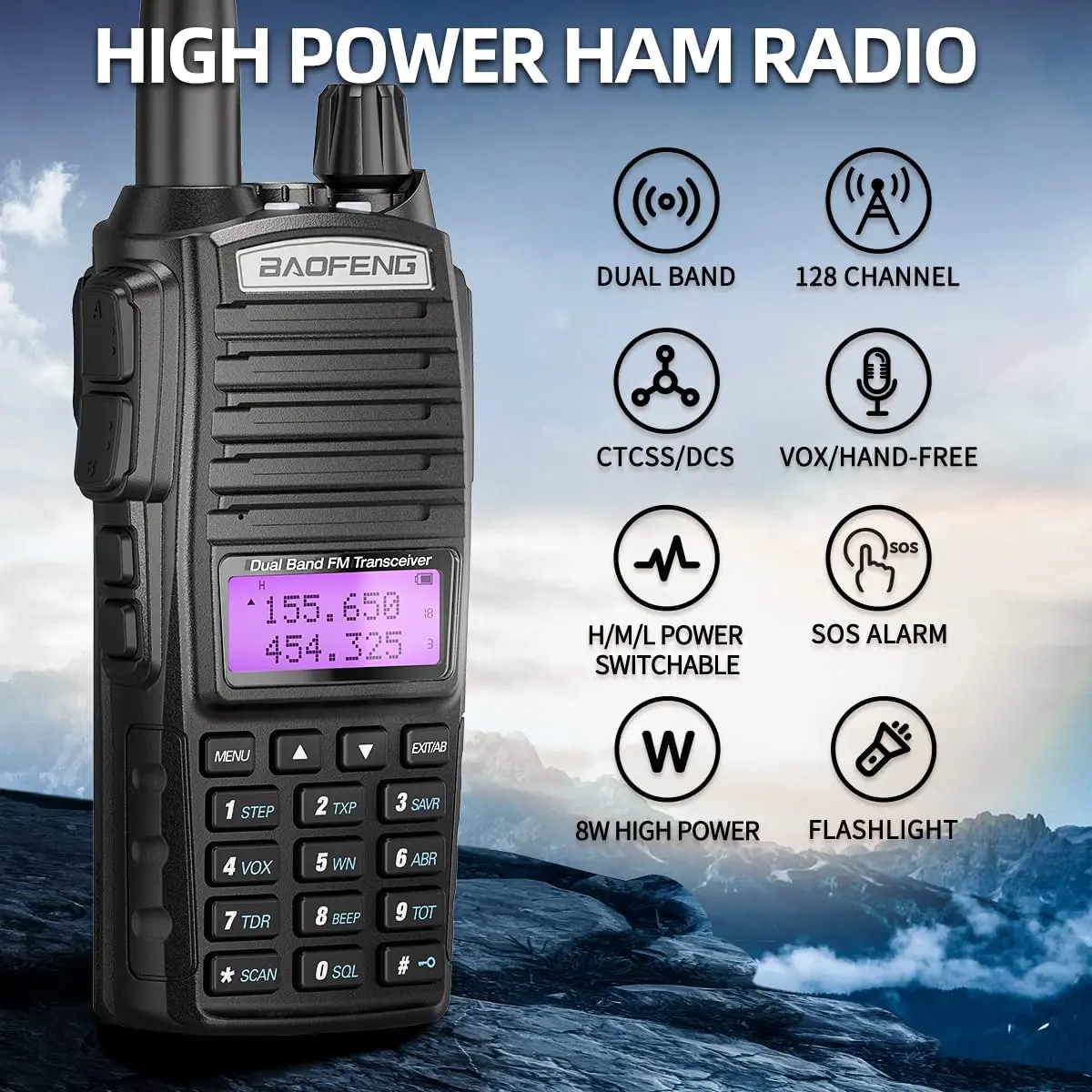 Baofeng UV 82 Walkie Talkie 5W 8W Long Range VHF UHF Dual PTT FM Two Way Radio High Power UV 5R 13 K5 K6 Hunting Ham Radio 2
