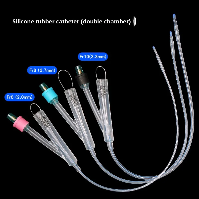 5 pezzi -Catetere urinario Foley a doppio lume per cani da compagnia Ritenzione dell'urolitiasi in silicone con stilo, materiali di consumo per cliniche per animali domestici - immagine 3