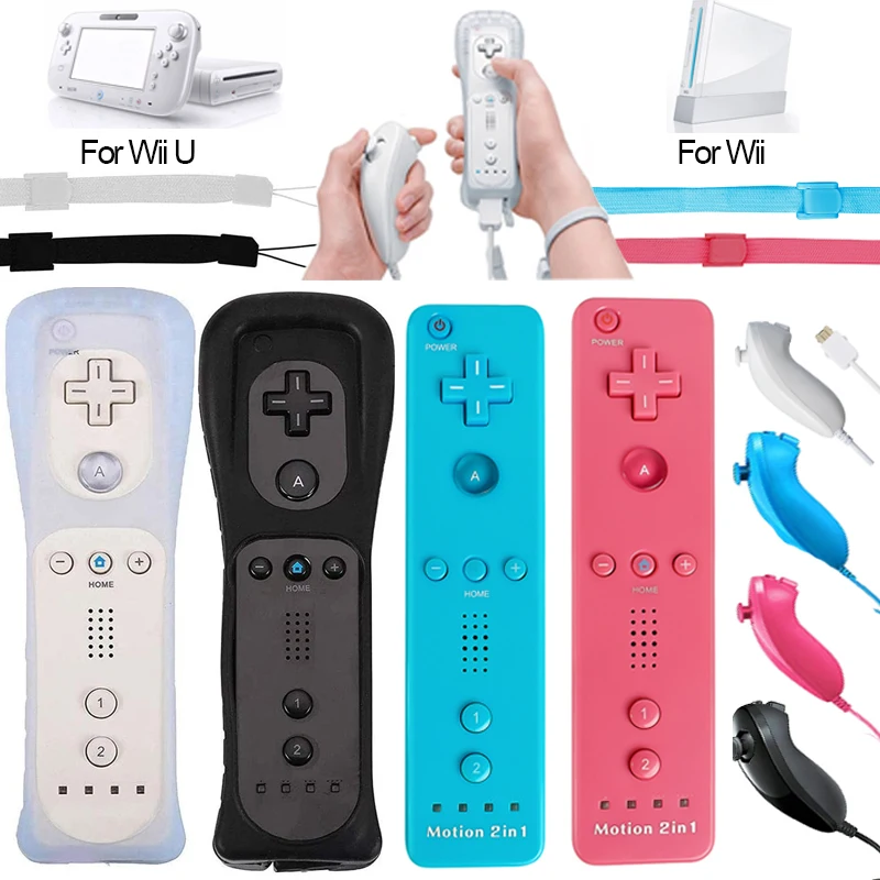 Motion Plus 2 In1 Per Nintendo Wii/Wii U Console Controller Per Videogiochi Wireless Nunchuck Telecomando Joystick Gamepad Set