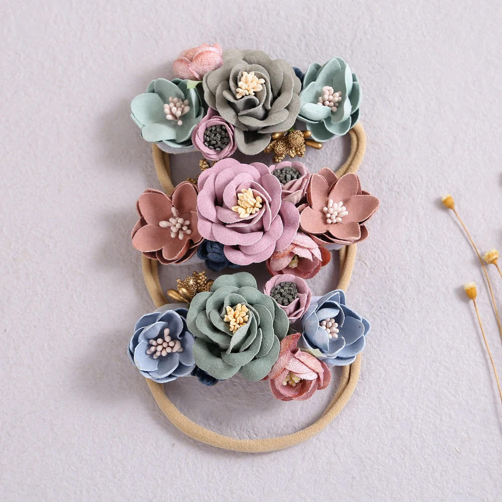 Baby Flower Headband Chiffon Floral Baby Girl Head Headbands Newborn Kid Elastic Hair Bands For Children Hair Accessories Children's Finger Toothbrush