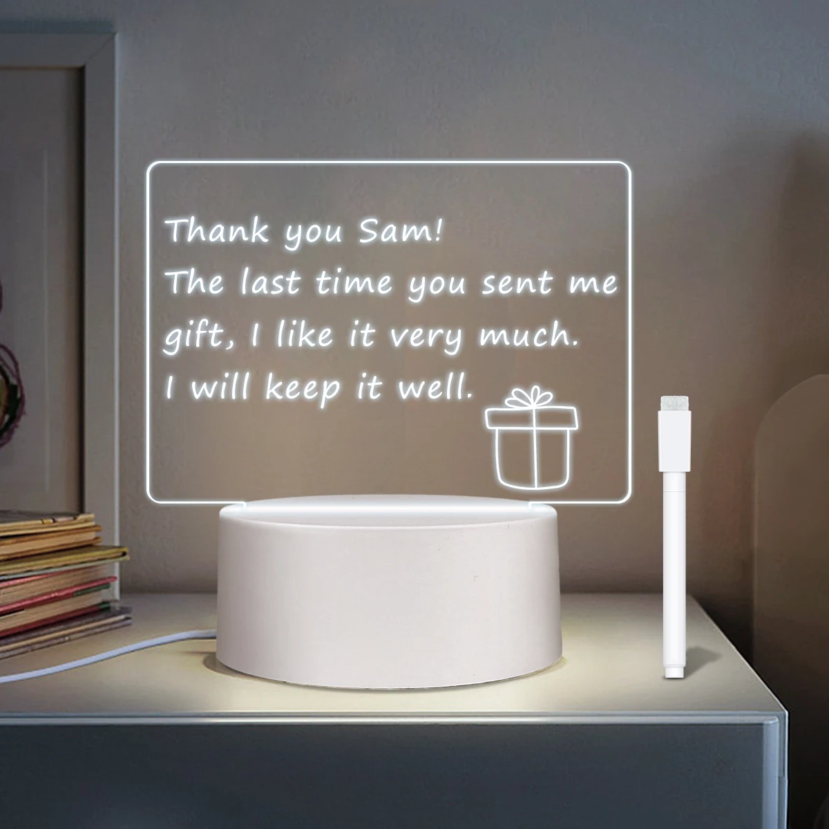 Creative Led Night Light Note Board USB Message Board Holiday Light Pen Gifts For Children Girlfriend Decoration Night Lamp