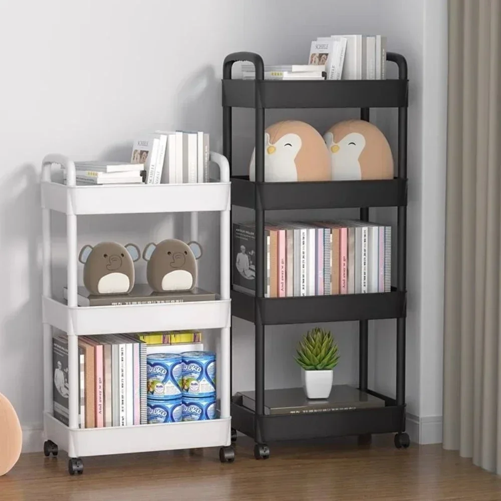 3/4 Tier Rolling Storage Cart Kitchen Household Organizer Mobile Organizers Bookshelf High Capacity Moisture-Proof Storages Cart