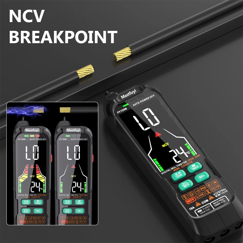 MASTFUYI 9999 Digital Multifunction Multimeter AC/DC 1000V 10A Really Effective Calculation Rechargeable Temperature Measurement 4