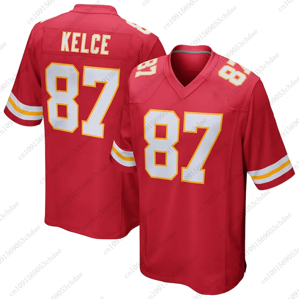Chiefs Travis Kelce Mens Rugby Jersey #87 Breathable Quick-dry Outdoor Football Uniform For Adult&Kids
