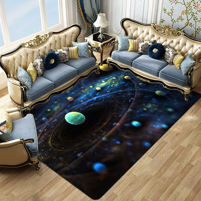 

3D Space Planet Rug Starry Sky Carpet In The Living Room Rug Illusion Rug Home Decor Bedroom Mat Children Carpet Furry Area Rug