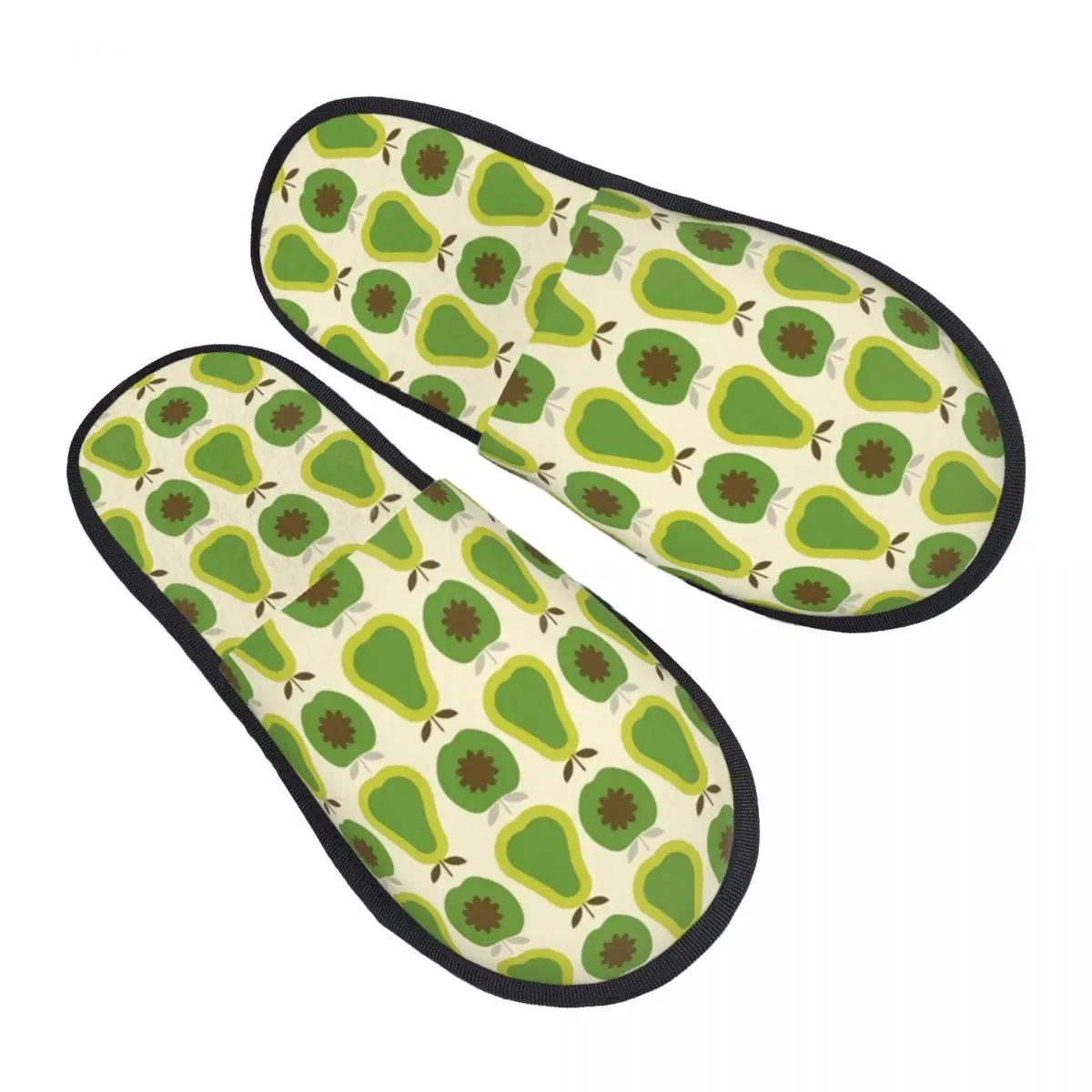 

Apples And Pears Pattern House Slippers Women Cozy Memory Foam Orla Kiely Slip On Bedroom Slipper Shoes