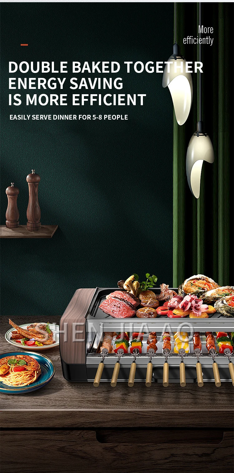 Máquina de churrasco sem fumaça, automático, cachorro quente, espetinhos, doméstico