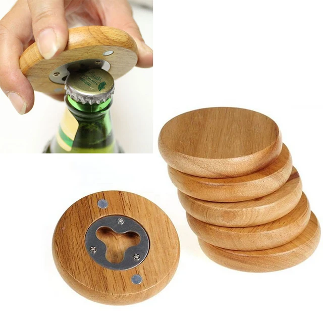 Wooden Bottle Opener Magnet Creative Refrigerator Pasted Wood Unique Gift Can  Opener Kitchen Tool Decoration Hot