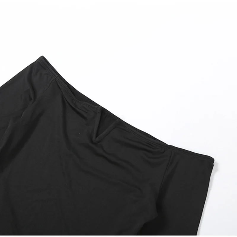 Frauen Patchwork Off-Schulter Midi Kleid Volle Hülse Drapierte Rüschen Unregelmäßige Kleider 2025, Weibliche Neue Tägliche Abend Party robe – Detail 4