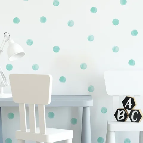 

Pink Polka Dots Wall Stickers 36pcs Hand Draw Watercolor Circle Wall Decals for Kids Room Baby Nursey Home Decor Decoration PVC