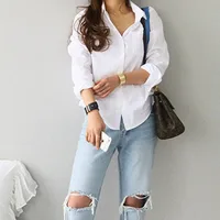 Cotton Blouse White Shirt Fashion Women Blusas Mujer De Moda OL Style Tops Casual Ladies Long Sleeve Shirts and Blouses 3496 - Image 5