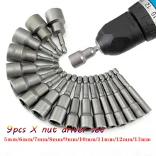 

9pcs/set 5mm-13mm Hex SocketS Sleeve Nozzles Nut Driver Set Screwdriver Set Schroevendraaier Set Bits Sets Tools