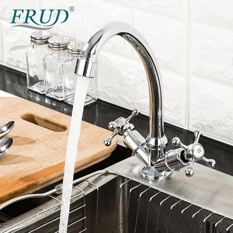 

FRUD Zinc Alloy Kitchen Sink Faucet Deck Mounted 360° Flexible Rotation Water Saving Faucet Hot And Cold Water Mixer Taps