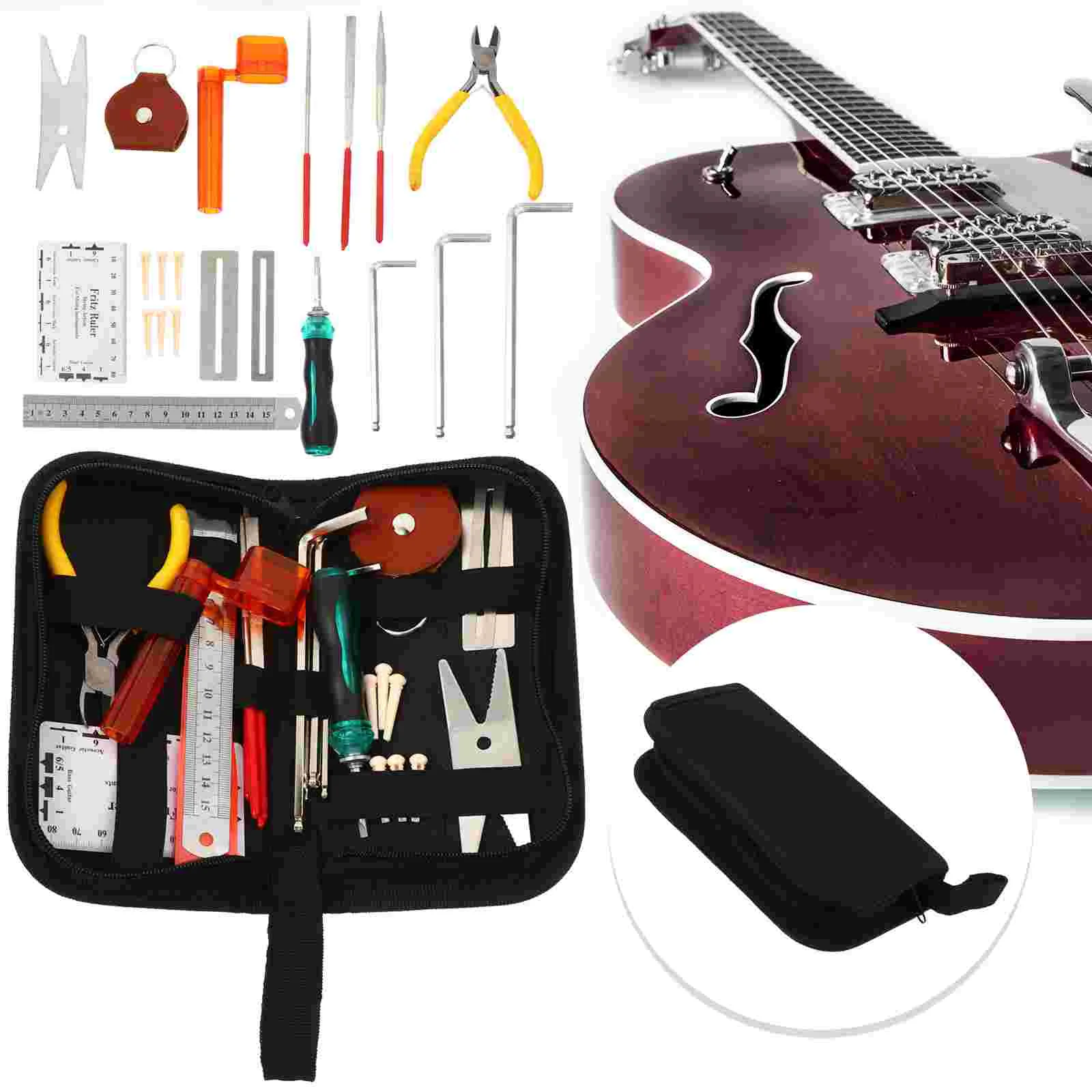 

26pcs Guitar Setup Tool Guitar Repair Care Cleaning Set Maintenance for Guitar Ukulele Bass Mandolin Banjo Musical Instrument