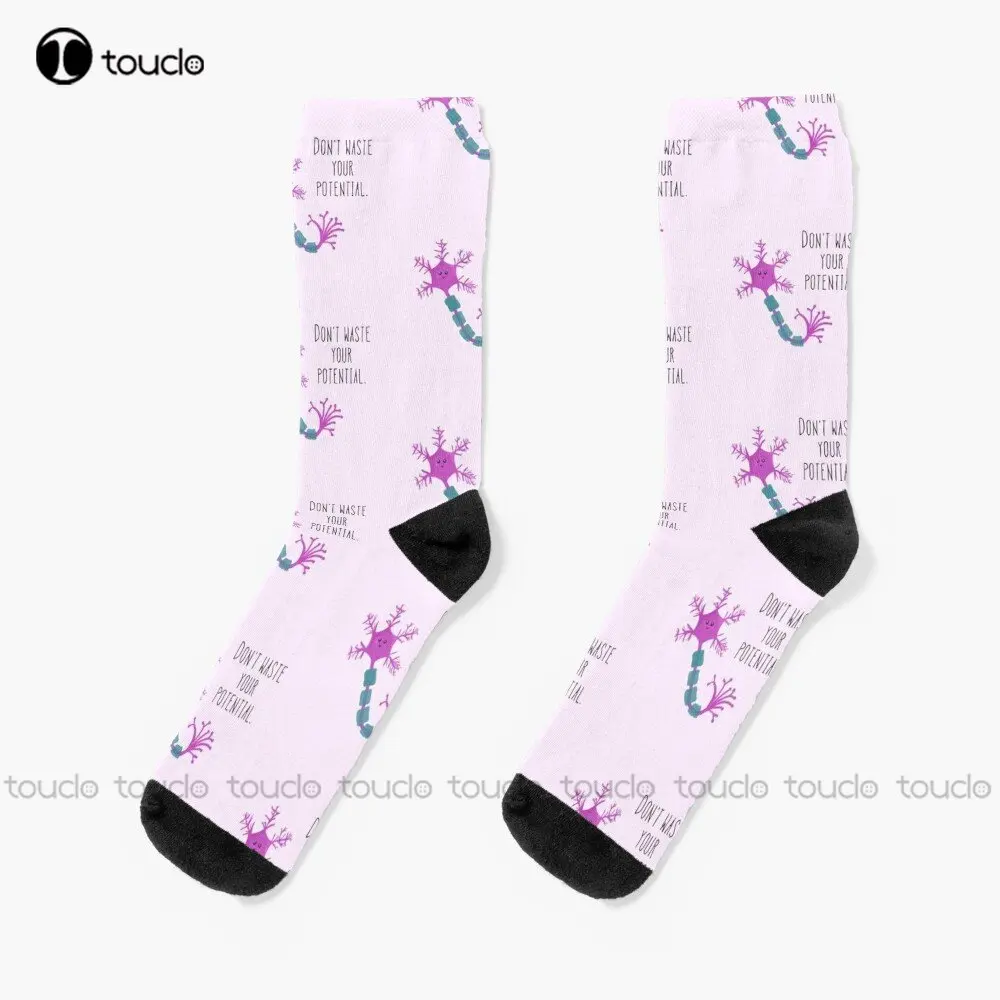 

Don'T Waste Your Potential Potential, Psychology, Physiology, Neuron Socks Youth Black Soccer Socks Custom Gift Streetwear