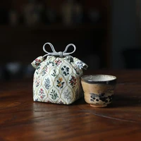 Chinese Style Fabric Travel Storage Bag, Teacup Cloth Bag, Portable Storage Organizer, Small Cup Bags 2