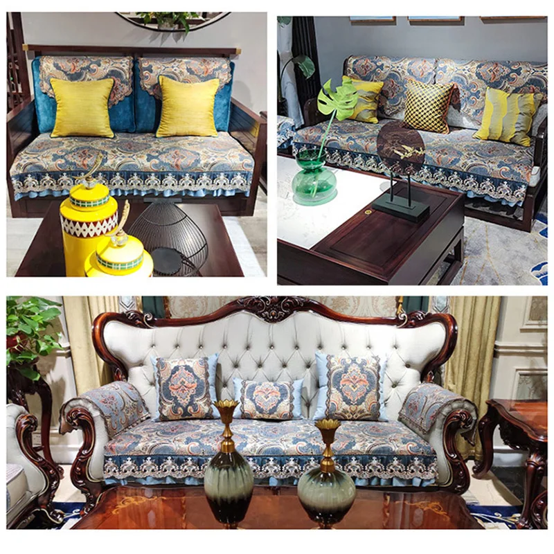 European Embroidery Sofa Cover Non-slip Chenille Couch Slipcover Home Decor Four Season Universal Sofa Covers Cushion Protector 5
